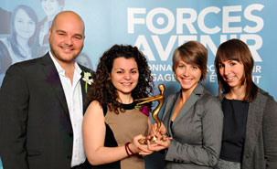 Éric Trottier, vice-président à l’information à La Presse, Rania Gosselin-Papadopoulos, Sabrina Provost et Sarah Brabant Éric Trottier, vice-président à l’information à La Presse, Rania Gosselin-Papadopoulos, Sabrina Provost et Sarah Brabant