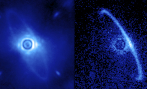 Disque de poussières en orbite autour de la jeune étoile HR4796A. (Source : Marshall Perrin)