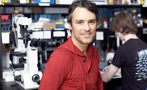 Louis-Éric Trudeau dans son laboratoire de l’Université de Montréal.